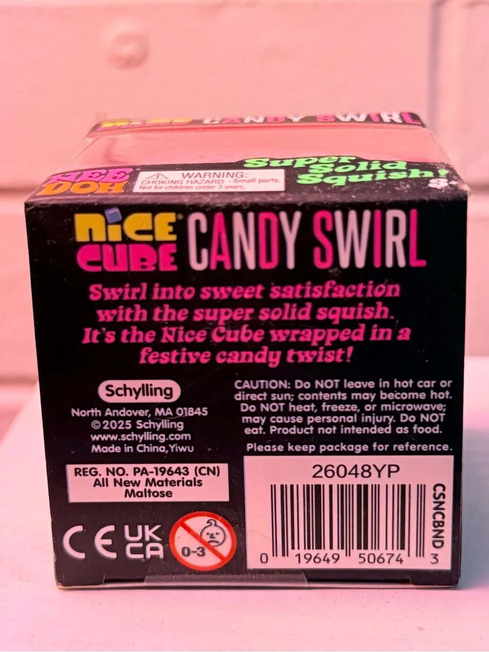 NeeDoh Nice Cube Candy Swirl Pink Super Solid Squish NEW